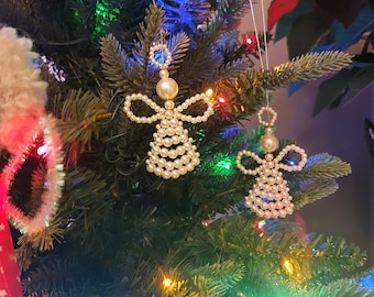 Christmas Angel Figurine / Good Luck Angels Christmas Tree Ornaments / First Christmas Ornament In New Home/Pearl Angel For Home Decoration