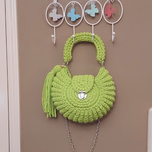 Next Day Shipping Bag/Handmade Bag For Mother&#39;s Day Gift/Woven Bag/Crochet Bag/Knitted Bag/Green Bag/Designer Bag/Luxury Bag/Shoulder Bag