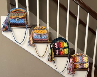 Mothers Day Gift/Colorful Crochet Bag/Handwoven Mini Shoulder  Bag/ Knitting Bag /  Spring Design Bag/Shoulder Bag/Luxury Women Bag