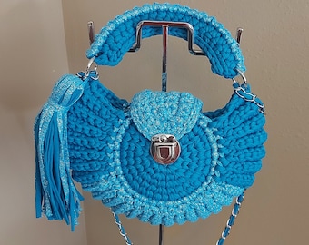 Handmade Round Bag, Knitted Designer Luxury Bag ,Silver Combed Yarn Bag ,Personalized Bags, Handbag Gift For Mothers Day