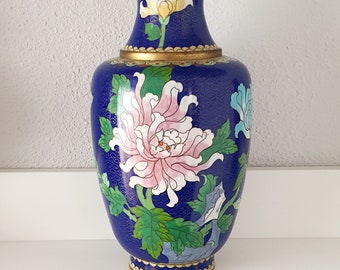 花と鳥が描かれた中国の七宝花瓶 // 20 世紀 - Etsy 日本