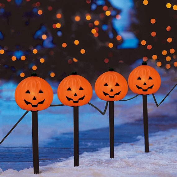 Pumpkin Pathway Lights With 4 Clear C7 Bulbs Lights Pumpkin Etsy