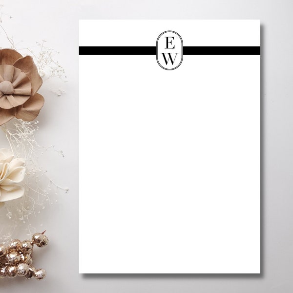 Custom Personalized Note Pad, Writing Pad, Memo Pad - Monogram Design - Gift for Her/Him