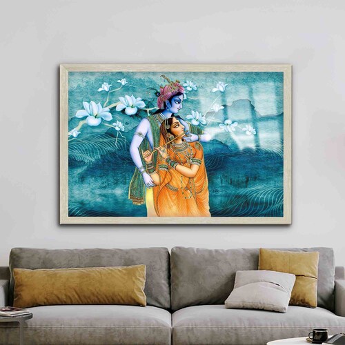Mural Art, Glass Wall Art, Glass Art, Radha Krishna Hindu Couple, Reproduction Glass Decor, shops Indian Wall Decoration, Famous Glass,