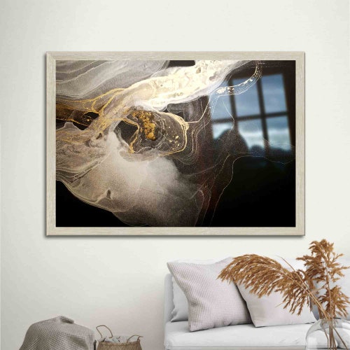 Glass Wall Decor, Glass Wall Art, Glass Printing, Black And Gold Wall shops Art, Marble Tempered Glass, Abstract Glass, Gold Wall Art,
