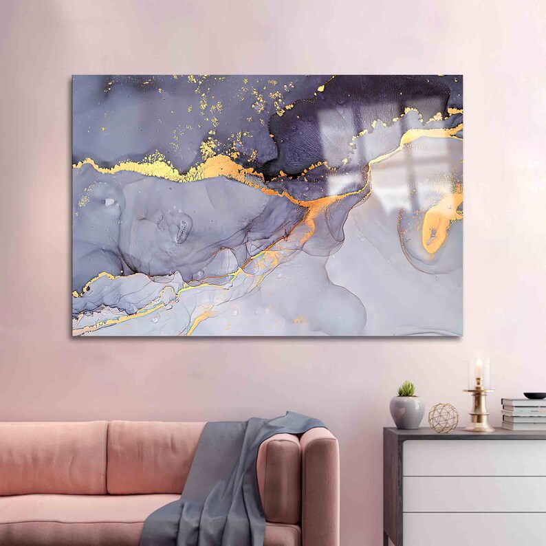 Tempered Glass, Glass, Glass Printing, Purple And Gold Marble, Purple Marble Glass Decor, Alcohol shops Ink Glass Wall,