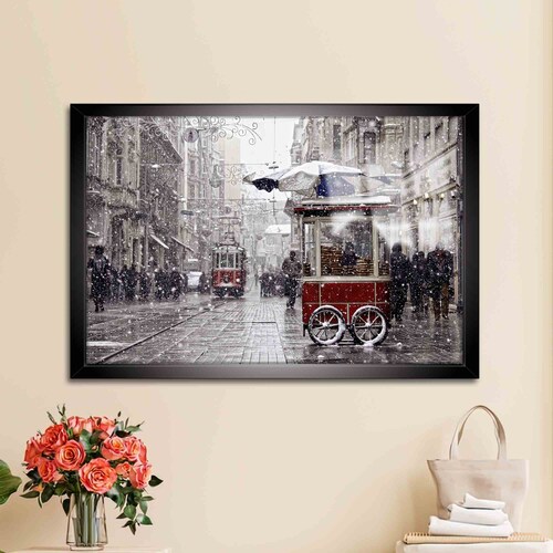 Mural Art, Tempered Glass, Glass, Istanbul Glass Art, Istiklal shops Street Glass Decor, Istanbul Street Wall Art, Landscape Glass Printing,
