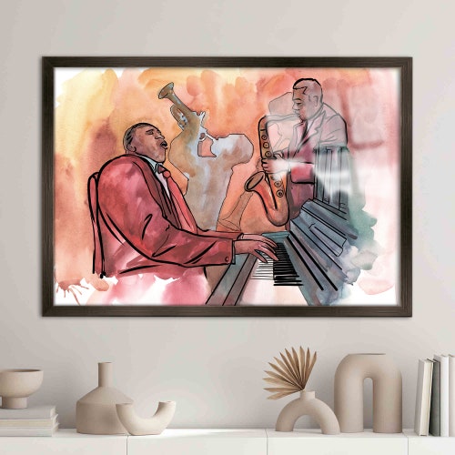 Glass Wall Decor, Tempered shops Glass, Mural Art, Jazz Musicians Painting, Piano Glass Printing, African Music Tempered Glass,