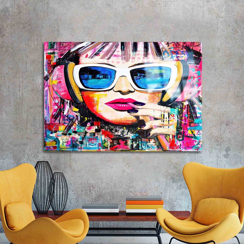 Glass Wall Decor, Tempered shops Glass, Glass Wall Art, Graffiti Tempered Glass, Colorful Woman Glass Printing, Pink Lip Glass Decor,