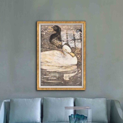 Glass Wall Decor, Glass Wall Art, Wall Decor, Twee Eenden, Reproduction Wall Decoration, Abstract Duck shops Glass Wall Art, Famous Glass Art,
