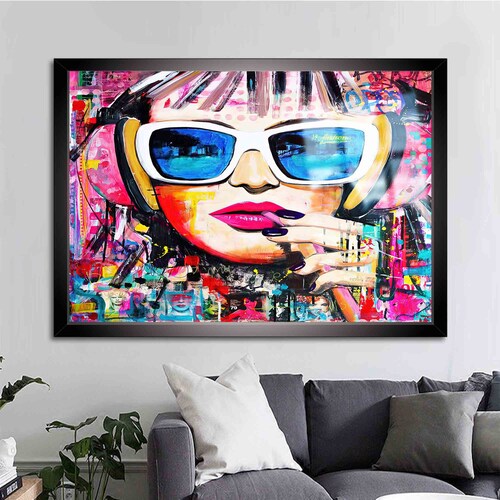Glass Wall Decor, Tempered shops Glass, Glass Wall Art, Graffiti Tempered Glass, Colorful Woman Glass Printing, Pink Lip Glass Decor,
