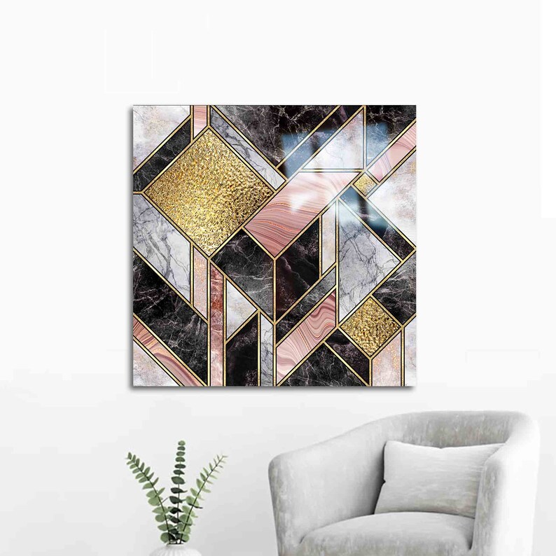 Glass Wall shops Decor, Glass Art, Wall Decoration, Pink And Gold Marble, Marble Glass Printing, Abstract Glass Printing,