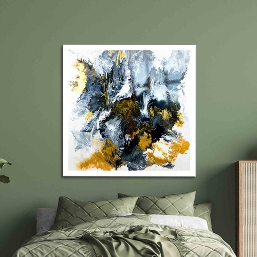 Glass Art, Glass Printing, Wall Decoration, Black And Yellow Painting, Black Wall Decor, shops Loft Glass Wall Art, Trendy Glass Printing,
