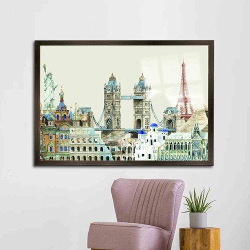 Tempered Glass, Glass Wall Art, Glass Printing, London Tower Glass Decor, Modern Landscape Wall Art, Statue of Liberty Wall order Decoration,