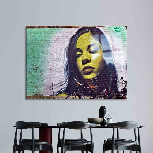 Glass Wall Decor, Mural Art, Tempered Glass, Graffiti Glass shops Decor, Girl Glass, Woman Portrait Glass Decor, Woman Graffiti Wall Decoration,