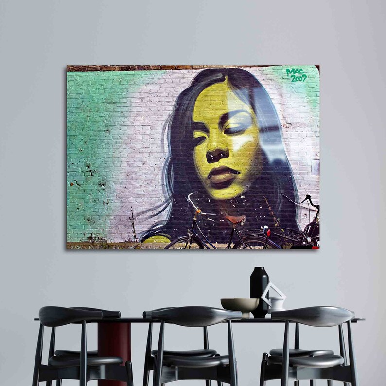 Glass Wall Decor, Mural Art, Tempered Glass, Graffiti Glass shops Decor, Girl Glass, Woman Portrait Glass Decor, Woman Graffiti Wall Decoration,