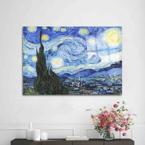 Wall Art, Glass Printing, Tempered Glass, Reproduction Glass Printing, Vincent Van Gogh Wall Decoration, Famous Glass, Oil Painting Print, shops