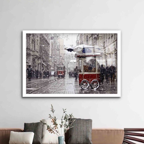 Mural Art, Tempered Glass, Glass, Istanbul Glass Art, Istiklal shops Street Glass Decor, Istanbul Street Wall Art, Landscape Glass Printing,