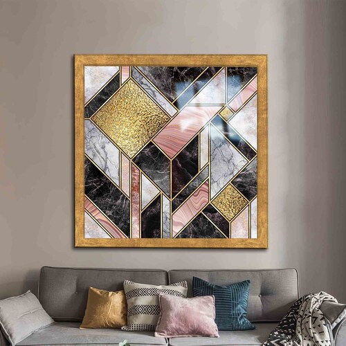 Glass Wall shops Decor, Glass Art, Wall Decoration, Pink And Gold Marble, Marble Glass Printing, Abstract Glass Printing,