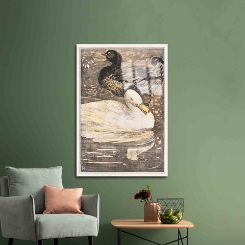 Glass Wall Decor, Glass Wall Art, Wall Decor, Twee Eenden, Reproduction Wall Decoration, Abstract Duck shops Glass Wall Art, Famous Glass Art,