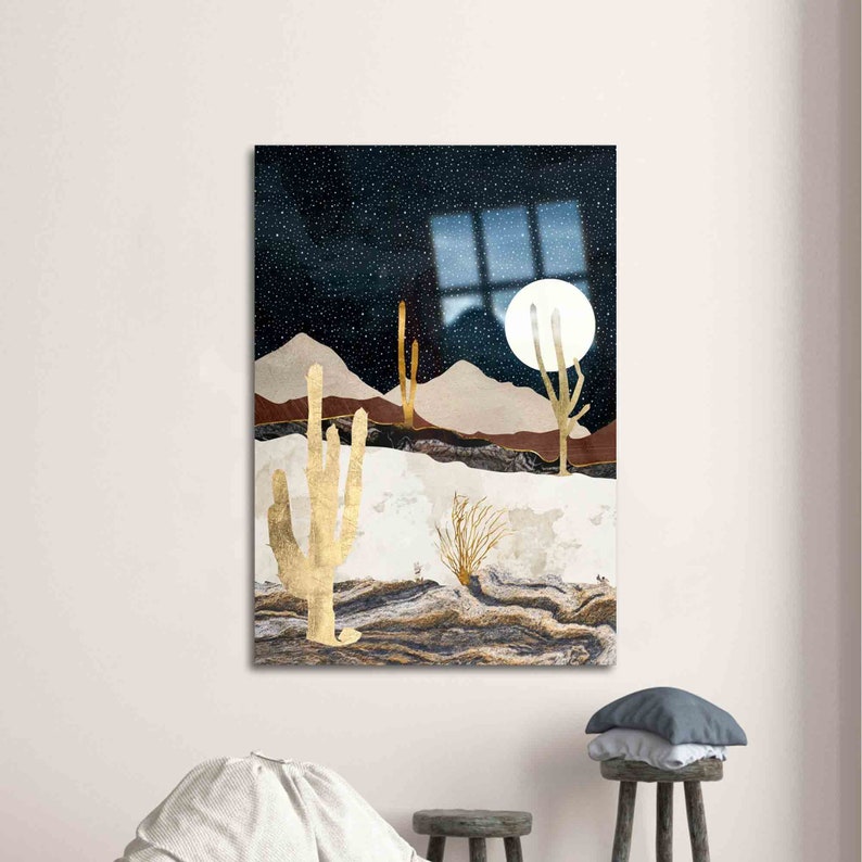 Mural Art, Glass Art, Wall Decor, Abstract Desert Landscape, Desert shops Glass Decor, Night View Glass Art, Desert Landscape Glass Decor,