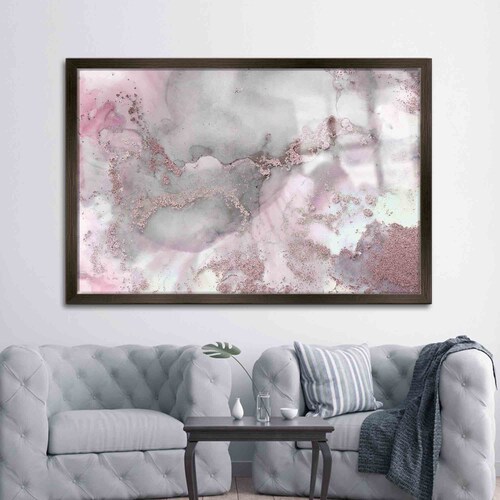Wall Decor, Glass, Mural Art, Pink And Gray Marble, shops Abstract Glass, Modern Glass Wall, Shimmery Glass Wall Art, Alcohol Ink Wall Decor,