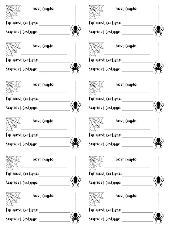 Downloadable Halloween Costume Contest Voting Cards Printable Etsy