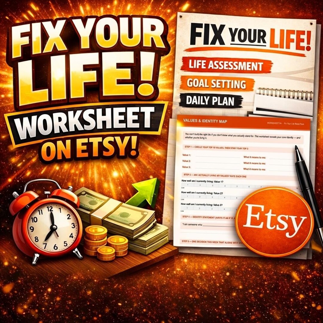 Fix Your Life Worksheets Printable | Self Improvement Workbook | Goal ...