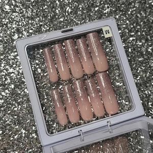 Baby Pink Glitter Ombre Press On Nails - Medium Square