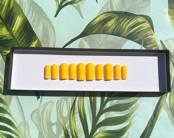 Yellow press ons | bright yellow nails | short yellow nails | banana yellow press on nails | neon nails | mustard yellow nails