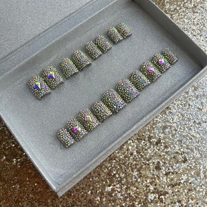 Bling press ons | short | square press ons | rhinestones press ons | square press on nails | rainbow bling press ons | short press ons