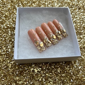 Long | square press on nails | bling nails | press ons | long press on nails |bling square press ons | xl square | rhinestone nails