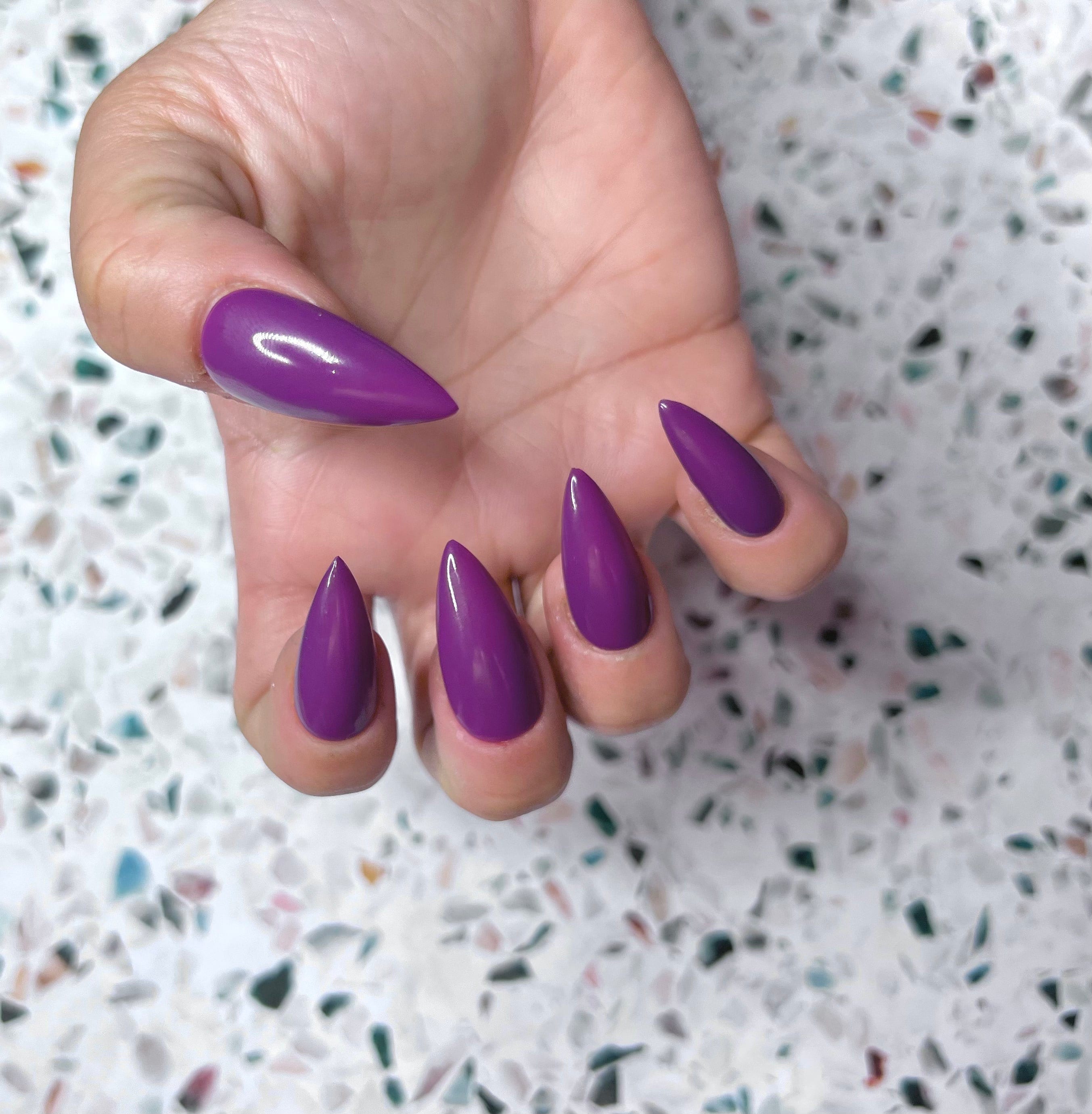 Nail Polish Woman With Blue Nails And Deep Purple On White Background In  Salon Backgrounds | JPG Free Download - Pikbest