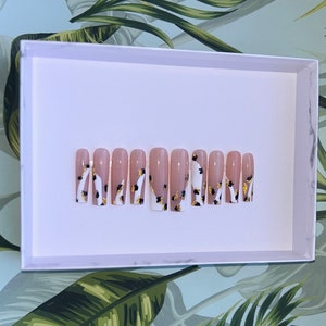 Uñas cuadradas largas / prensa de estampado de vaca en las uñas / uñas de vaca / prensas / prensa larga en las uñas / prensas cuadradas / xl cuadrado / diynails