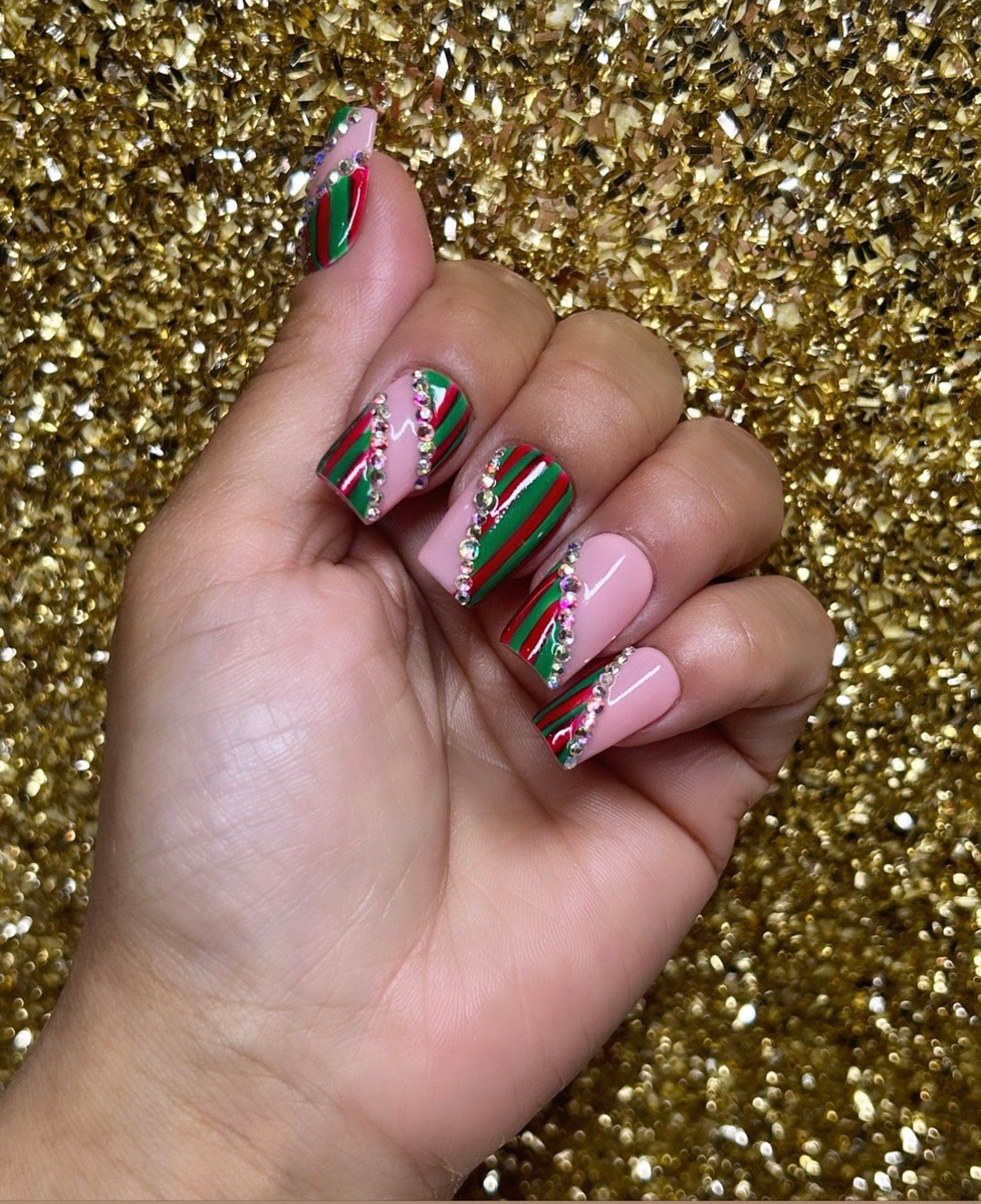 Christmas Press on Nails Red and Green Christmas Nails Etsy
