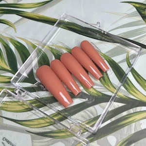 Caramel Brown Coffin Press On Nails: XL Long Fall Autumn Nails