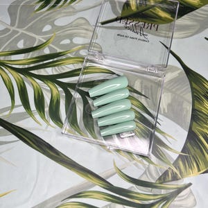 Lime Green Coffin Press-On Nails: Glossy Green Finish, XL