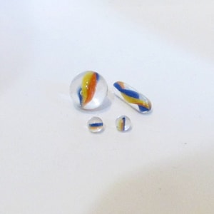 Red, blue, and yellow glass valve marble, pillar, & terp pearls, dollhouse miniatures, borosilicate glass sculpture