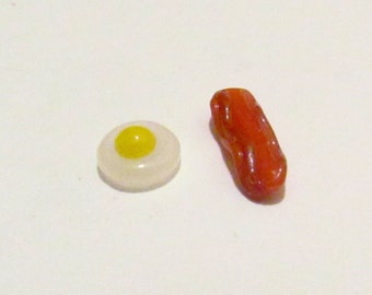 Mini glass bacon egg toast terp pearls, borosilicate glass, dollhouse breakfast miniatures
