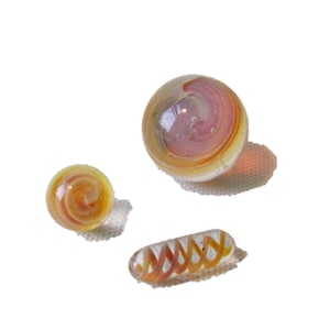 Glass valve marble, terp slurper pillar, banger cap set, sculpture