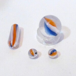 Red, white, and blue glass valve marble, pillar, & terp pearls, dollhouse miniatures, borosilicate glass sculpture