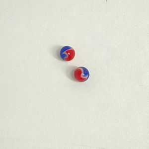 Red, white, and blue wig wag pattern glass valve marble, pillar, or terp pearls, miniature marble , borosilicate glass sculpture