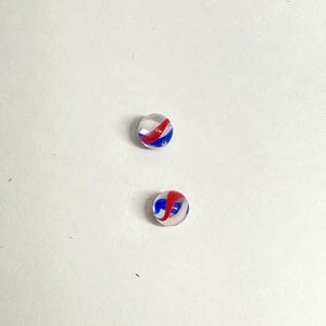 Red, white, and blue glass valve marble, pillar, or terp pearls, dollhouse miniatures, borosilicate glass sculpture
