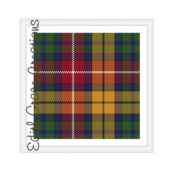 Buchanan Modern Tartan Cross Stitch Pattern, Tartan Embroidery, Home Decor, Scottish Heirloom, Scotland, Housewarming Gift, Scottish Gift