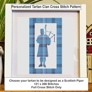 Scottish Piper - Cross Stitch Pattern - Personalised Gift - Scottish Gifts - Embroidery Design - Digital File - PDF File - Crafting Pattern