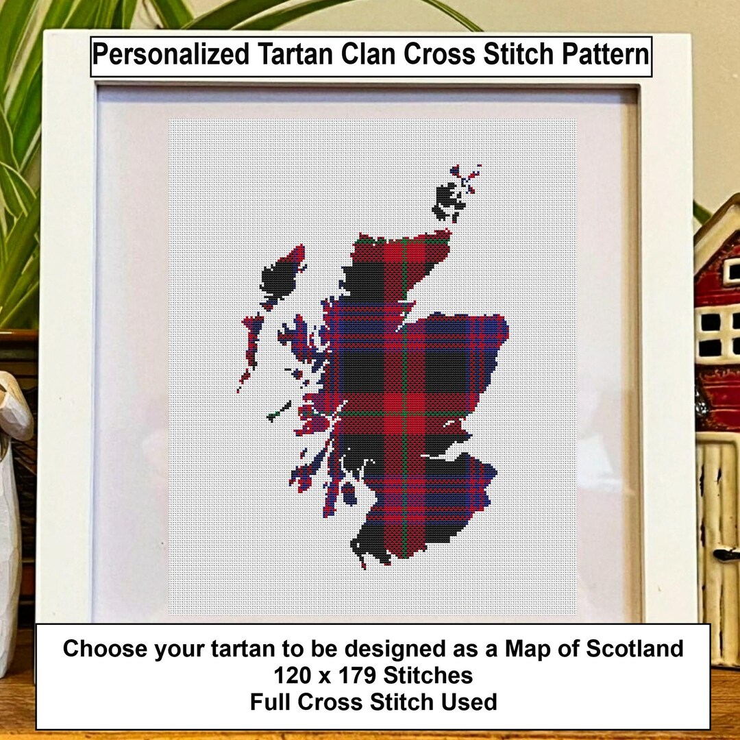 Personalized Tartan Cross Stitch Pattern: Scotland Map (digital File ...