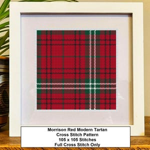 Morrison Red Tartan Cross Stitch Pattern: Scottish Gifts (Digital Download)
