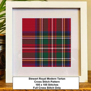 Stewart Royal Modern Tartan Cross Stitch Pattern PDF