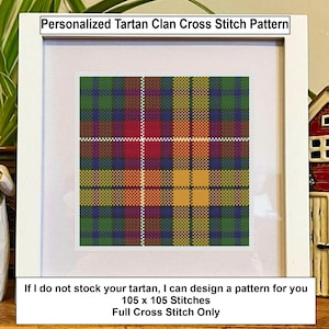 Patrón de punto de cruz personalizado del clan Tartán en formato PDF