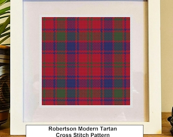Robertson Modern Tartan Cross Stitch Pattern: Scottish Gifts (Digital Download)